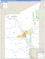 Las Cruces Metro Area Wall Map Basic Style 2026